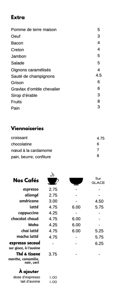 menu matin semaine 2025-2